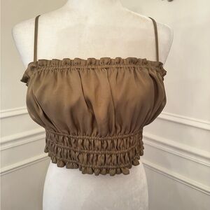 House of Harlow 1960 Army Green Cropped Ruched Camisole Top